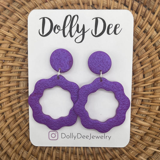 Purple Wavy Hoop Earrings